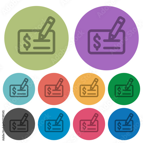 Cheque signing outline color darker flat icons