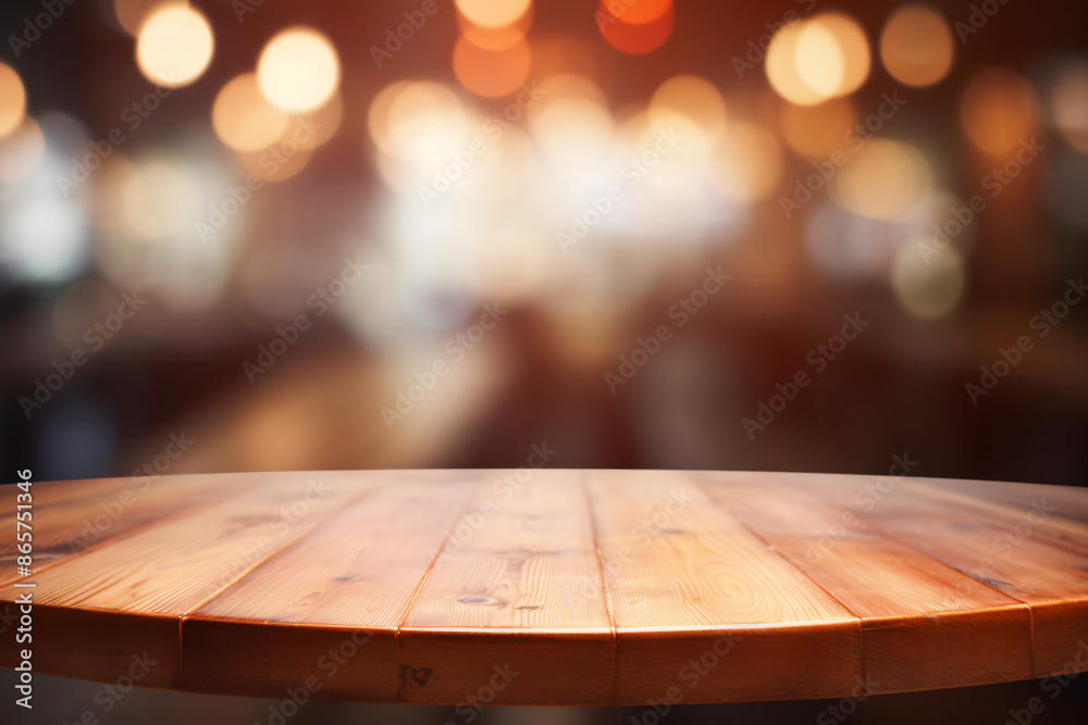 empty wooden table, abstract blurred background, bokeh lights, for mounting your product, for display product empty wooden table, abstract blurred background, bokeh lights, for mounting your product, for display product