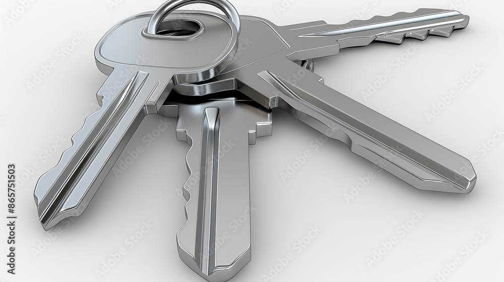 A new keychain, fresh and shiny, represents the achievement of owning a home of ones own A new keychain, fresh and shiny, represents the achievement of owning a home of ones own