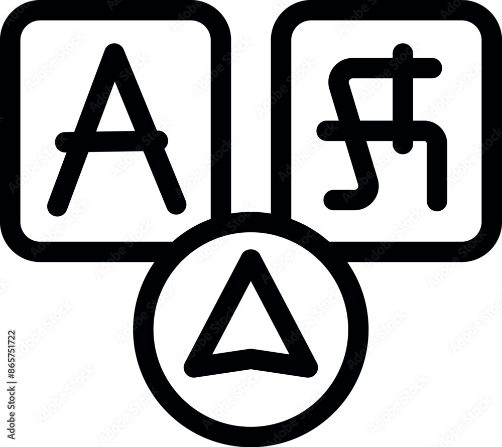 Icon of a language selection button showing different alphabets and an up arrow Icon of a language selection button showing different alphabets and an up arrow