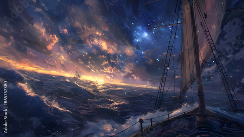 Naviguer en haute mer : le voyage de Slor avec le vent et les étoiles photo