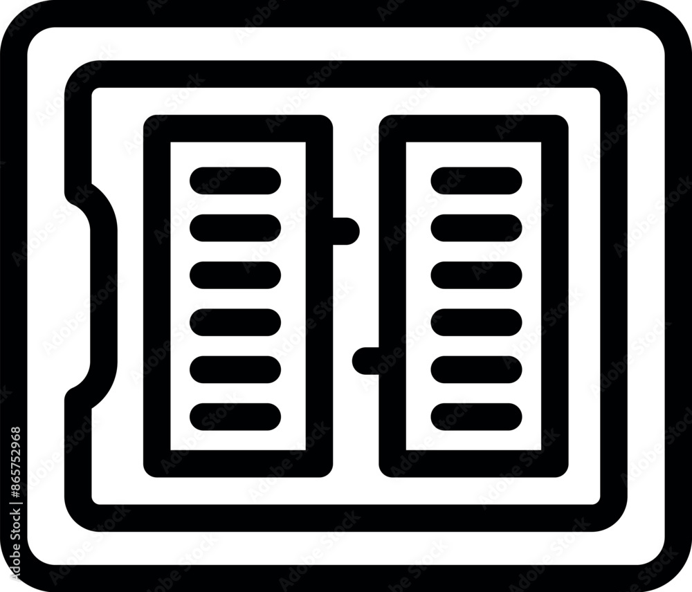 Line art icon of a computer chip representing processing power Line art icon of a computer chip representing processing power