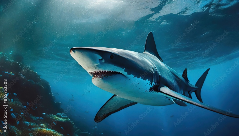 Fototapeta premium Great White Shark in Ocean Habitat