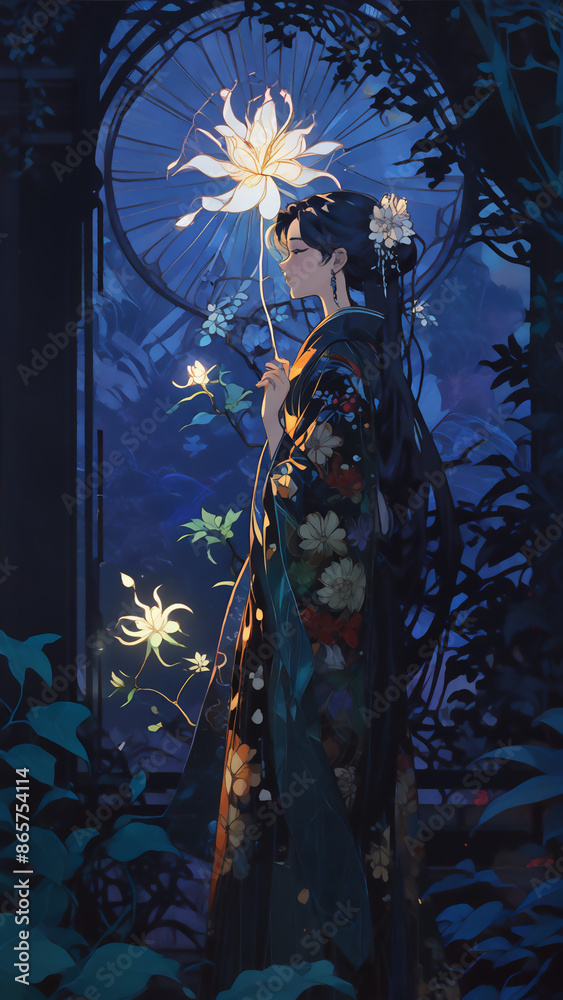 Fototapeta premium 花と女 Ai画像 ジェネレーティブAI