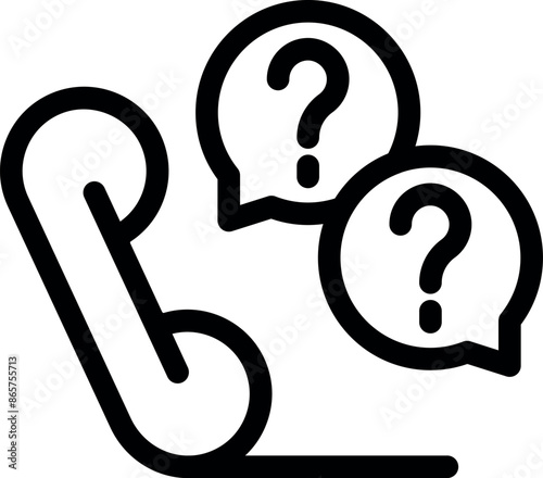 Simple phone handset with two speech bubbles containing question marks, representing asking questions