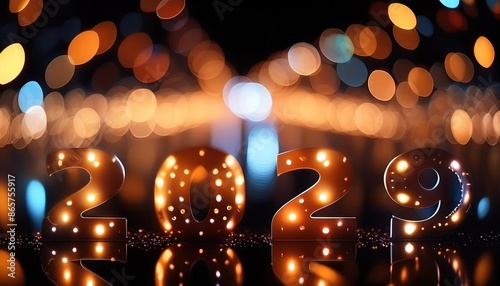 Glowing 2029 New Year Celebration Lights