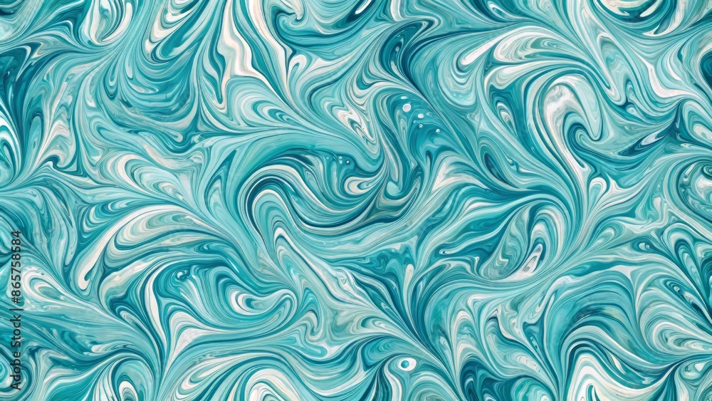 Intricately swirling aqua ink marbleized pattern in seamless repetition, ideal for abstract backgrounds, flooring, textiles, and business covers. Intricately swirling aqua ink marbleized pattern in seamless repetition, ideal for abstract backgrounds, flooring, textiles, and business covers.
