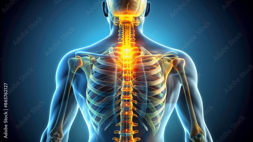 Here is a 20-word description for a stock photo related to a 3D medical illustration of a human figure with a highlighted spine,<|start_header_id|>assistant<|end_header_id|> Here is a 20-word description for a stock photo related to a 3D medical illustration of a human figure with a highlighted spine,<|start_header_id|>assistant<|end_header_id|>
