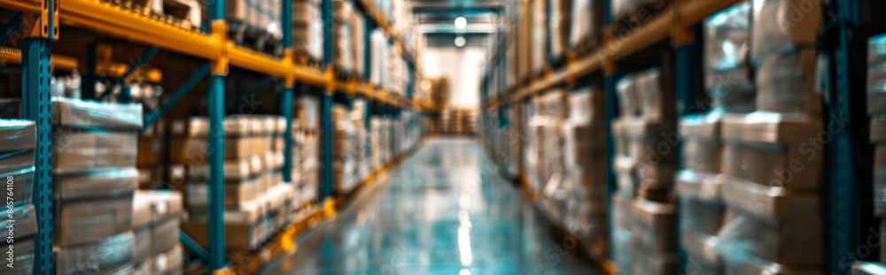 Blurred View of a Warehouse Aisle Blurred View of a Warehouse Aisle
