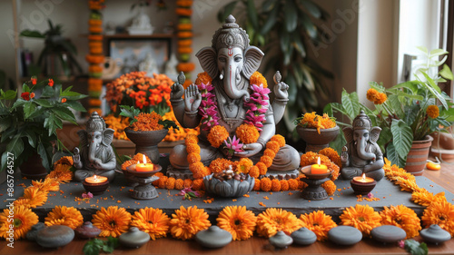 Simple Ganesh (Vinayaka Chavithi) Chaturthii Decoration Ideas for living room