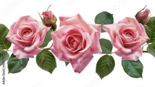 Beautiful Pink Roses Border. Romantic Floral Design Element