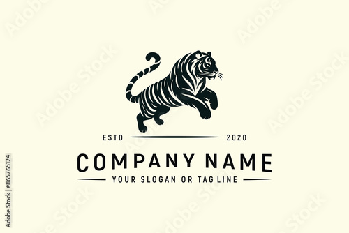 concept logo design tiger silhouette premium vector template