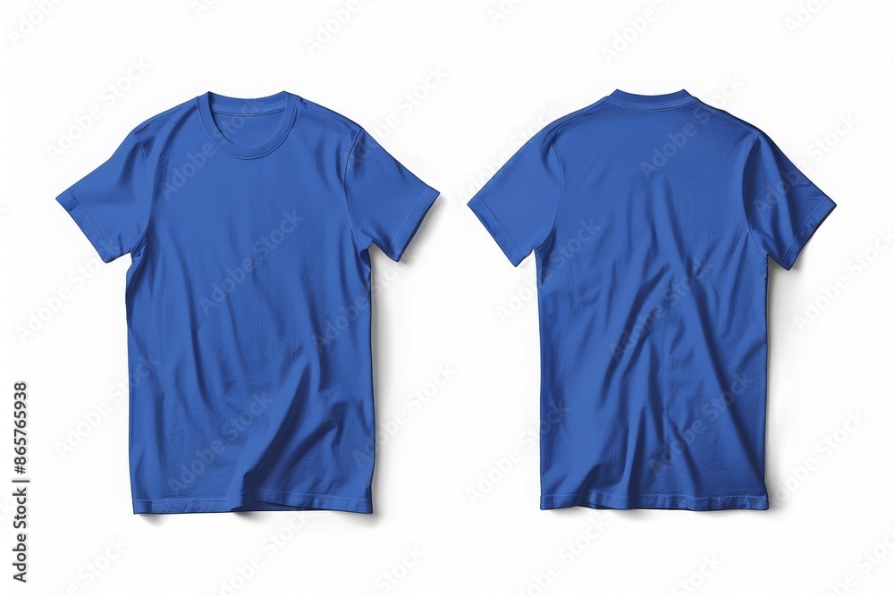Mockup of a blank royal blue t shirt front and back isolated on white ...