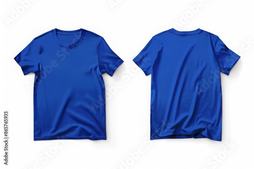 Mockup of a blank royal blue tshirt front and back isolated on white background