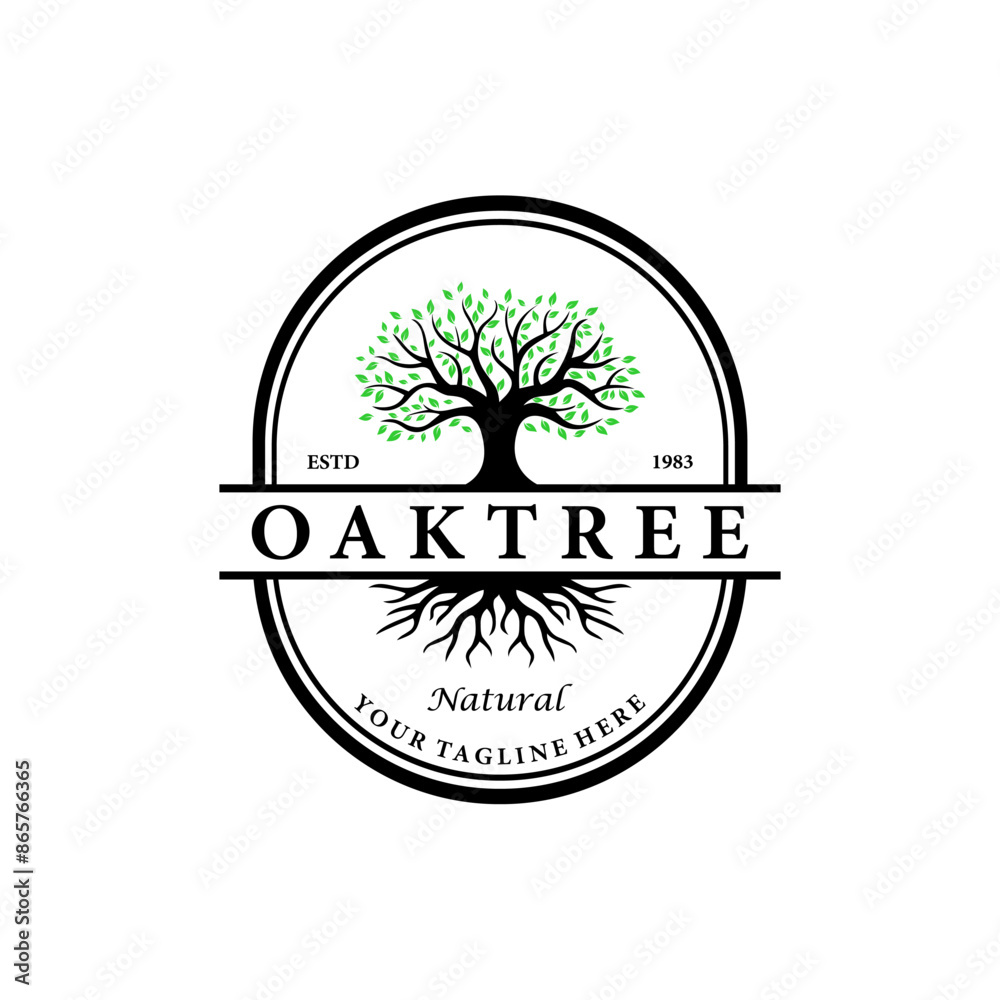 Tree logo vector with lush leaves. Nature tree vintage logo design Tree logo vector with lush leaves. Nature tree vintage logo design