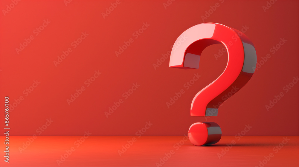 3D Render of Question Mark on Red Background 3D Render of Question Mark on Red Background