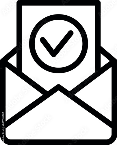 Open envelope icon showing document with checkmark symbol, representing successful delivery and confirmation