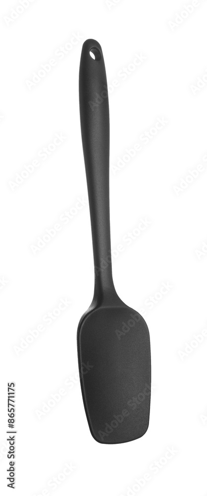 One black spatula isolated on white. Kitchen utensil