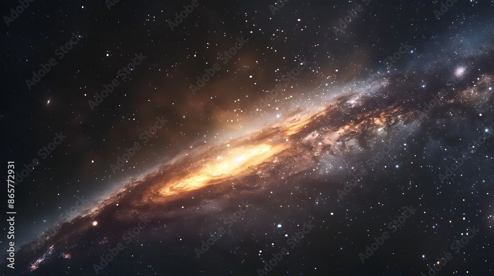 Fototapeta premium Depiction of Majestic Milky Way Galaxy with Cosmic Dust and Twinkling Stars