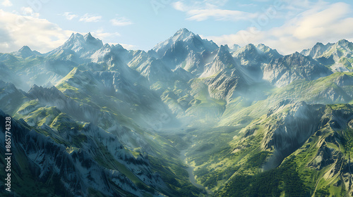 Majestic landscape of the Tatra Mountains in Poland and Slovakia featuring rugged peaks and scenic valleys captured in stunning detail