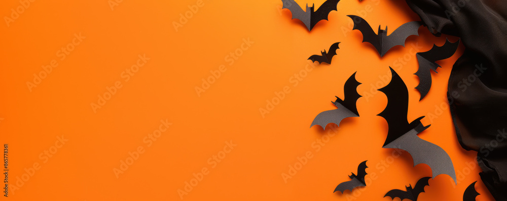 Black and orange gradient with subtle bat silhouettes, Halloween blank background, festive theme Black and orange gradient with subtle bat silhouettes, Halloween blank background, festive theme
