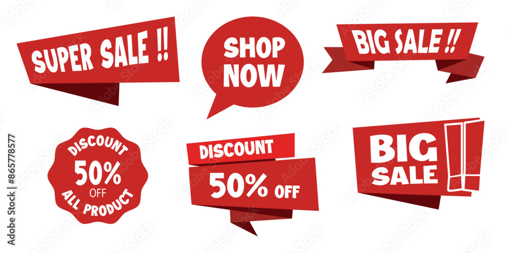 big sale, super sale, discount label with red ribbon. Suitable for business purpose big sale, super sale, discount label with red ribbon. Suitable for business purpose