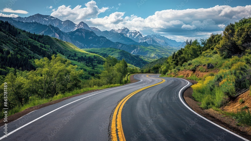 Family enjoying a scenic road trip through winding mountain roads, adventure, family fun