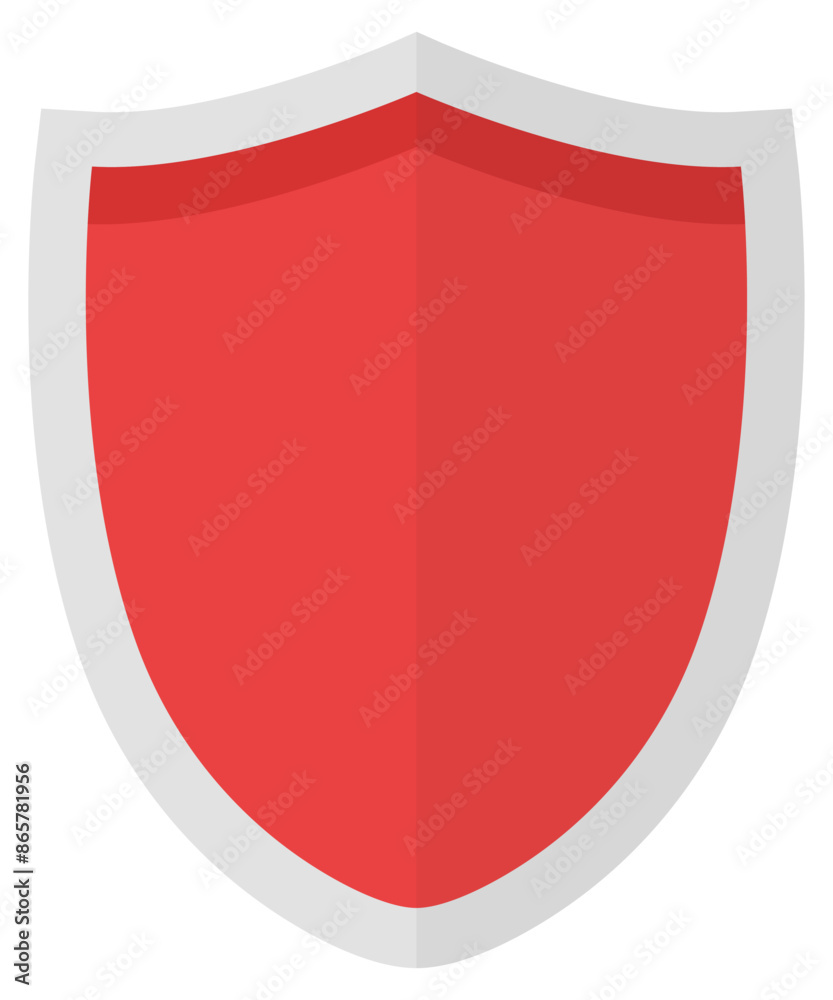 Flat illustration of red shield isolated on white background.