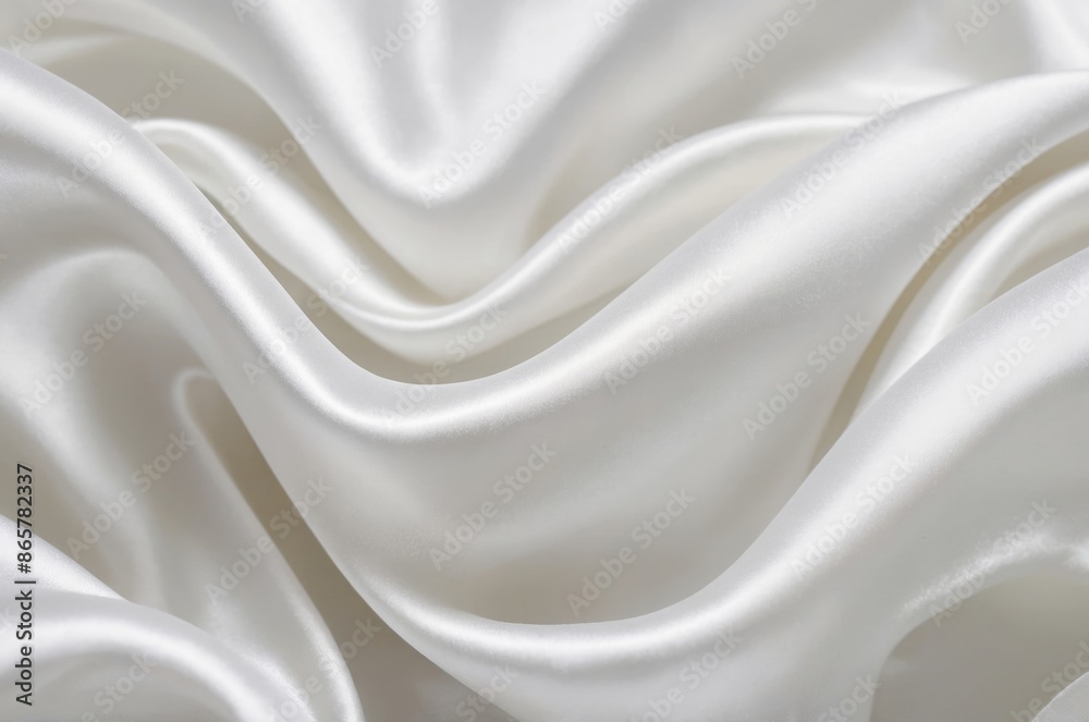 Obraz premium Soft white satin fabric arranged in graceful folds creating luxurious and elegant waves texture