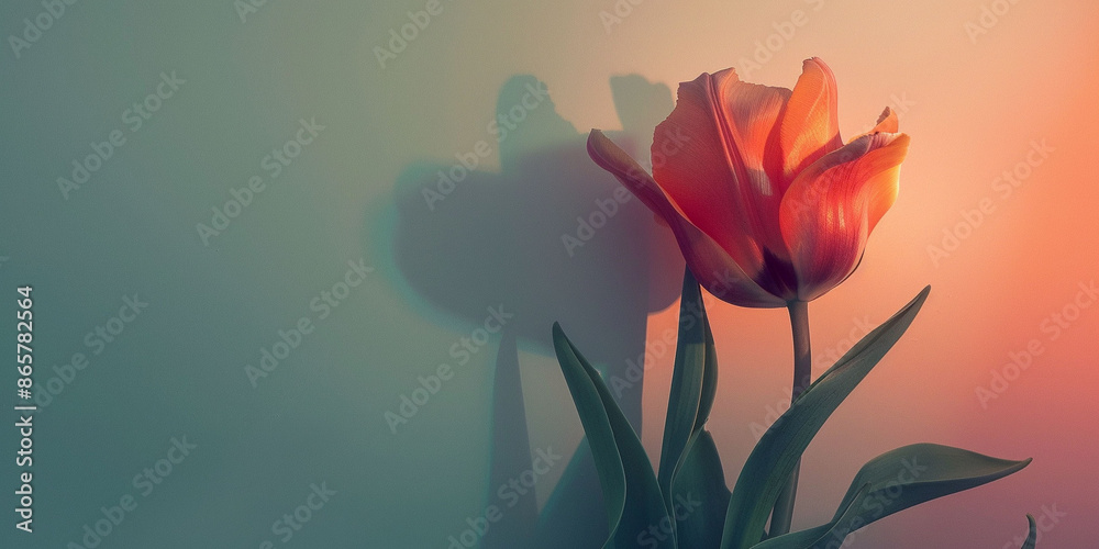 A tulip flower electrography style close up and copy space, national tulip flower day concept A tulip flower electrography style close up and copy space, national tulip flower day concept