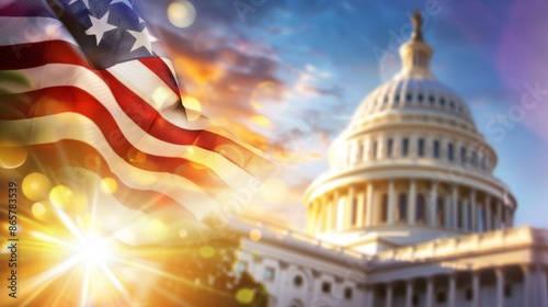 The sun is shining brightly, creating a warm and inviting atmosphere, 4th July Independence Day USA concept