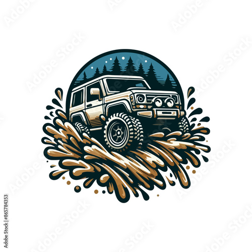 offroad suv car monochrome template for labels, emblems, badges or logos