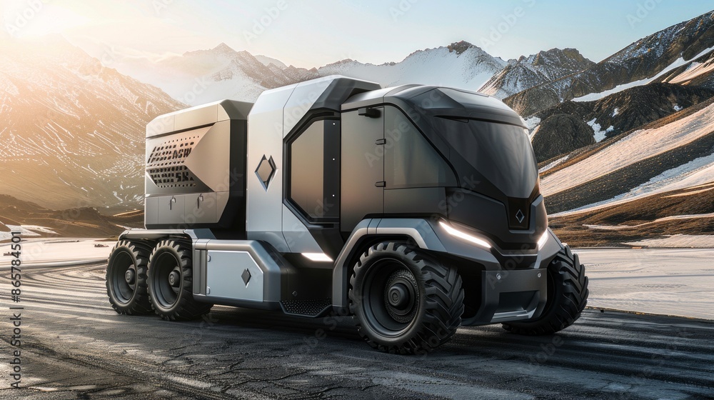 Futuristic desert truck for exploring remote areas Futuristic desert truck for exploring remote areas