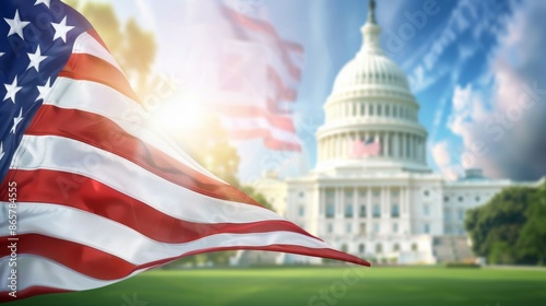 American flag, 4th July Independence Day USA concept
