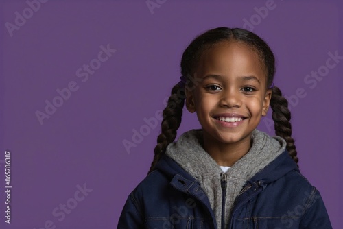 Young girl with a smile on her face, beautiful girl in a photo studio. Place for advertising text.