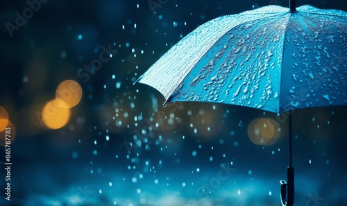 Wallpaper Mural Blue Umbrella in the Rain Torontodigital.ca