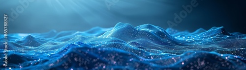 Futuristic Digital Mountain Mesh Simulation on Technology Background Illustration