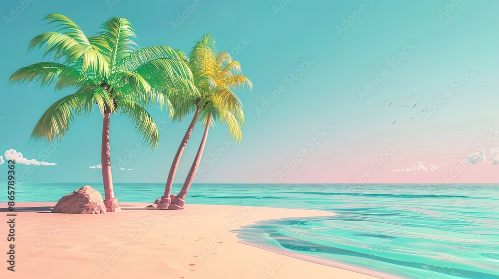 Coconut trees on the island in summer Coconut trees on the island in summer