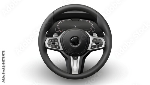 Realistic Steering Wheel Vector: Modern Leather Design for Precision Driving