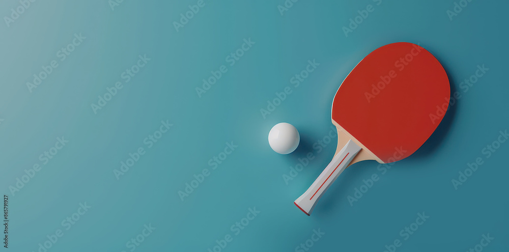 Red table tennis paddle and ball Red table tennis paddle and ball