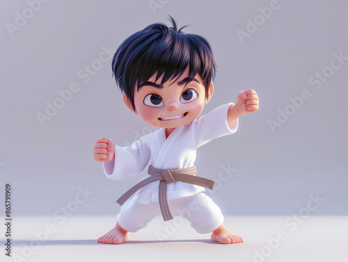 Little boy in karate stance