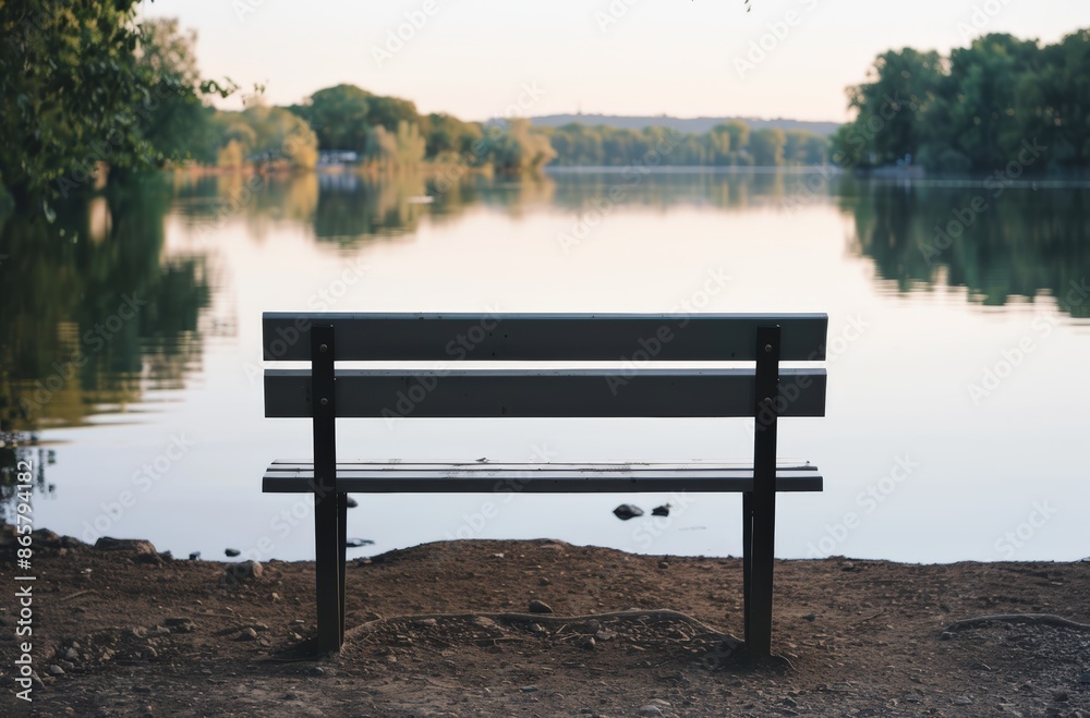A peaceful park bench overlooking a serene lake with trees and nature in the background, perfect for relaxation and contemplation. A peaceful park bench overlooking a serene lake with trees and nature in the background, perfect for relaxation and contemplation.