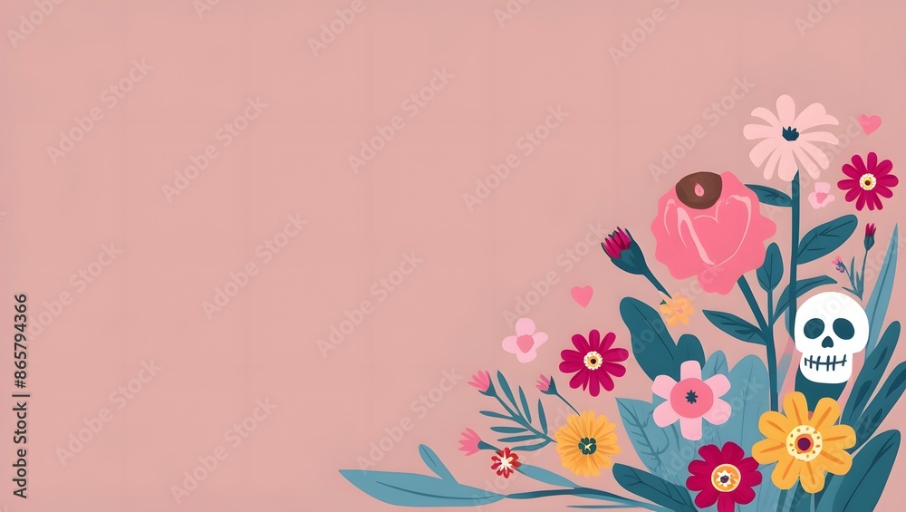 Pink Floral Frame on a Pastel Background Pink Floral Frame on a Pastel Background