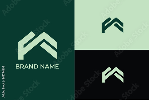 Initial letter fm modern linked hexagon lowercase logo blue gray, Minimal abstract line art letter FM logo, Alphabet letter icon logo FM