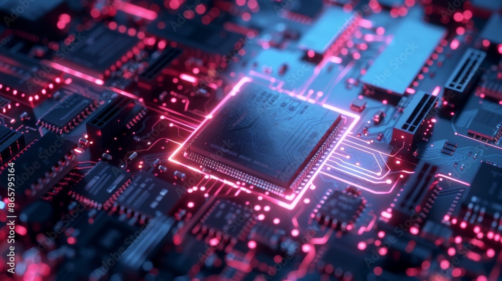 Central Computer Processors CPU concept. Motherboard digital chip.