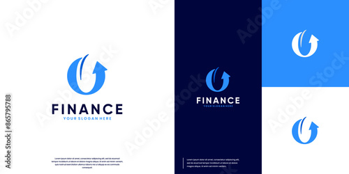 investment growth logo with letter O , vector design illustration.