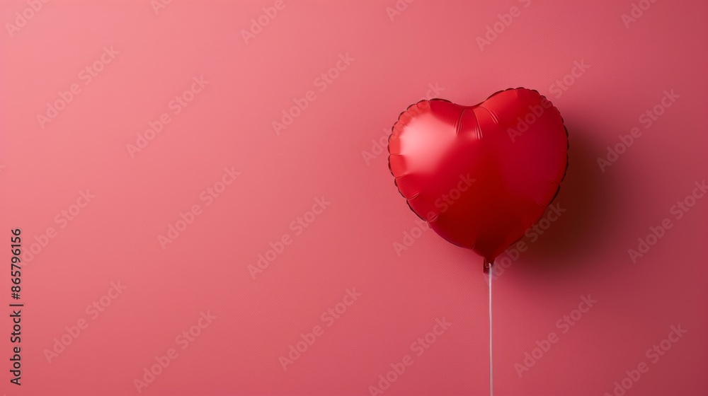 A single heart-shaped balloon, against a pink background. A single heart-shaped balloon, against a pink background.