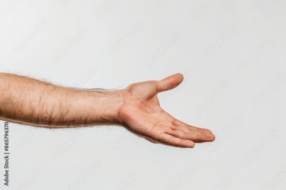 Detailed close-up of a man's hand reaching out or offering help, set against white backround. The gesture of giving or receiving, highlighting the textures and natural look of the hand. Detailed close-up of a man's hand reaching out or offering help, set against white backround. The gesture of giving or receiving, highlighting the textures and natural look of the hand.