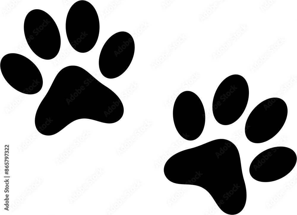 The footprint of an animal. Flat black and white icon on white background..eps The footprint of an animal. Flat black and white icon on white background..eps
