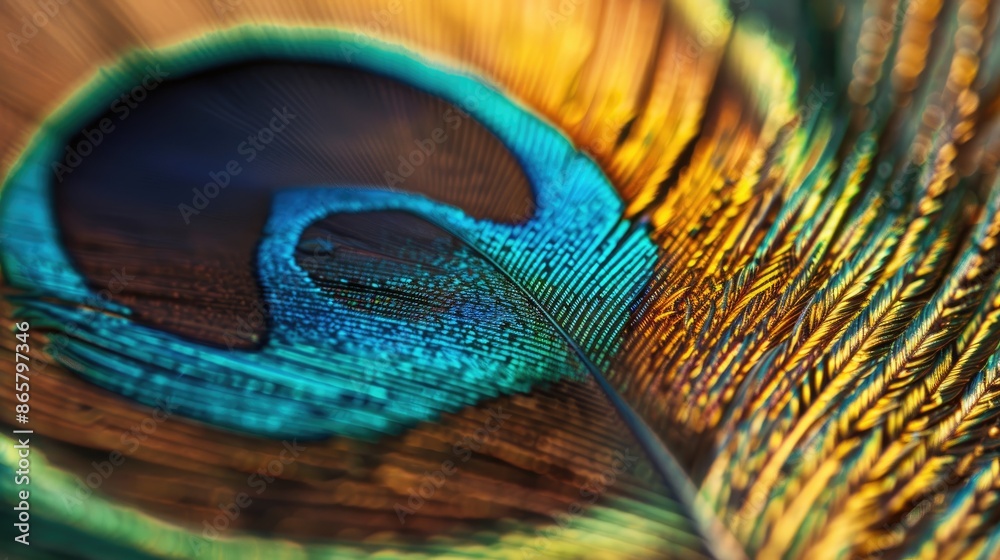 Fototapeta premium Macro close up of peacock feather